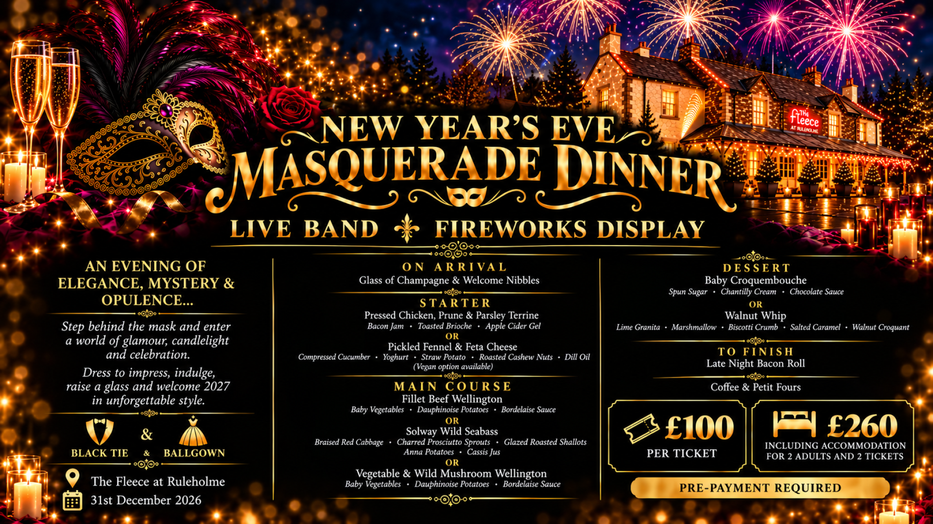 Gilded New Year’s Eve Masquerade at The Fleece